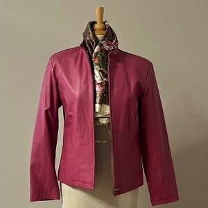 Elegant Pink Leather Jacket for Women